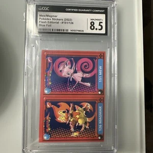 2022 Mew/Magmar Pokemon Pokedex Stickers  #151/126 Blue Foil CGC 8.5 - Picture 1 of 2