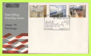 G.B. 1971 Ulster Paintings set u/a Post Office First Day Cover, Norwich - Picture 1 of 1