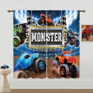 Tractor Truck Curtains for Boys Bedroom 42Wx63H Inch Rod Pocket Cartoon Racing - Picture 1 of 4