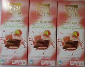 3 BARRAS MOSER ROTH EDICIÓN VERANO RUIBARBO CRUMBLE CHOCOLATE CON LECHE 5,3-OZ - Imagen 1 de 5