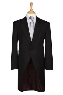 Ben Sherman Black Tailcoat Jacket Slim Fit Wool Lightweight Plain Wedding Mens - Image 1 of 4