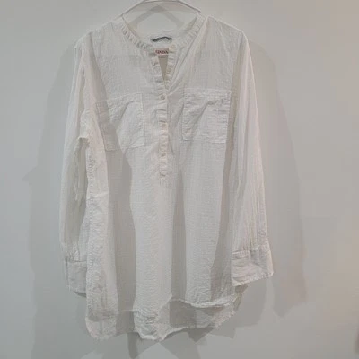 Merona Womens Top Size XL Tunic Popover Coastal Grandaughter White Beach - Image 1 of 4