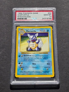 Pokemon PSA 10 SHADOWLESS WARTORTLE 42/102 - 1999 BASE SET NON HOLO - GEM MINT - Picture 1 of 2