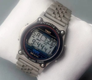 1988 Men's Rare TIMEX ATLANTIS Digital Multi Function 100m Wristwatch. Works - Picture 1 of 14