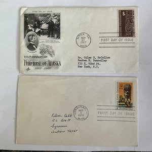 Lot~2 US 1st day covers FDC~#C70~air mail~Alaska purchase~1967+#C84~Hawaii~1972 - Picture 1 of 6