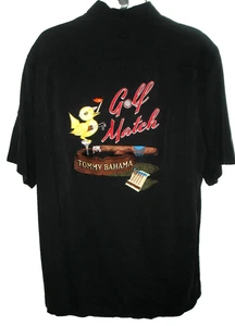 TOMMY BAHAMA - L TALL - 100% SEIDE - KURZARM HINTEN BESTICKT " GOLF MATCH " - Bild 1 von 4