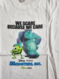 PIXAR Monsters T-Shirt Donna Taglia L Bianca Maglietta Grafica Facciamo Perché Ci Teniamo - Foto 1 di 3