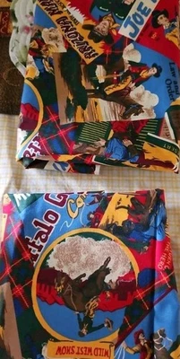 Cranston VTG Joe Trix Cowboy Southwestern Cotton Fabric 2 Pces 1 Yard & Half Yrd - Image 1 of 4