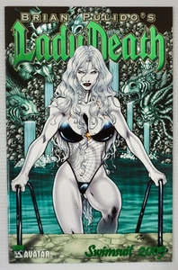 Traje de baño Brian Pulido's Lady Death 2005 #1 cubierta de lámina esmeralda con certificado de autenticidad casi nuevo - Imagen 1 de 11