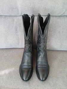 ARIAT Heritage Western Black R Toe Deertan Boots 10001037 Women's Sz 8B~EUC - Picture 1 of 11