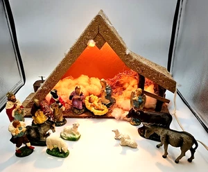 Vintage Krippe Krippe 16 Teile Heilige Familie Tiere Weise Männer Italien Kreidegeschirr - Bild 1 von 21