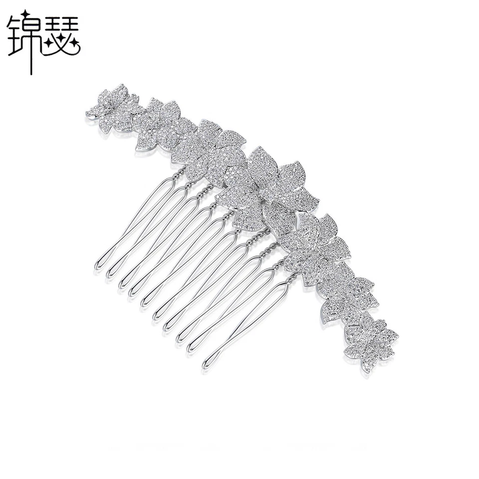 Clip de pelo para mujer chapado en oro premium flor cristal circón blanco boda Foto 1 de 4