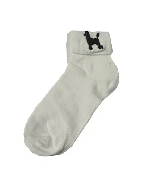 Calcetines Bobby Blancos Años 50 Niñas Mujer con Caniches NEGROS Décadas Disfraz 1 Ct Foto 1 de 4