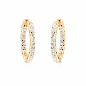 0.93ct Round Lab Grown Diamond Gold Hoop Earrings 14k Solid Gift Jewelry for Her - Picture 1 of 7