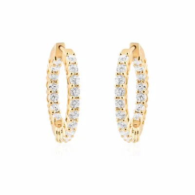 0.93ct Round Lab Grown Diamond Gold Hoop Earrings 14k Solid Gift Jewelry for Her - Image 1 of 4
