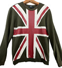 Forever 21 Men's Sweatshirt Sz L Olive Green British Flag Pullover Vintage 90s