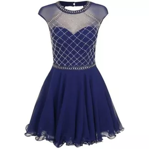 Vestido Patinador Chi London Azul Corte Espalda Talla UK8 EUR36 US4 - Imagen 1 de 4