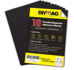 Magnetic Adhesive Sheets, |4" x 6"|, 10 Pack Cuttable, Flexible magnet sheets - Picture 1 of 5