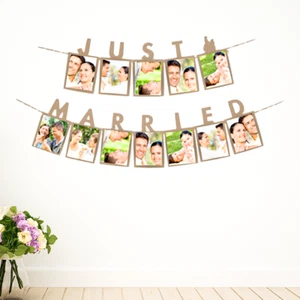 WEDDING PHOTO BANNER.ADD PHOTO FOR PERSONALISED BUNTING.KRAFT CARD. - Picture 1 of 5