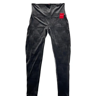 Spanx Velvet Leggings Gray Chic Silver Chrome High Rise Stretch Ready to Wow - Image 1 of 4