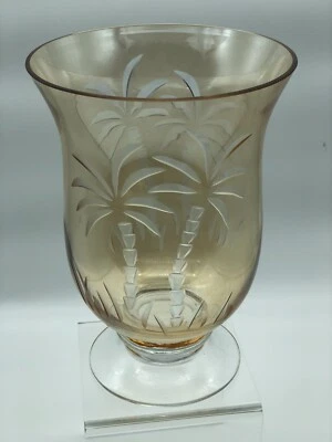 Jarrón Lenox British Colonial Ámbar Vela Dorada Huracán Grabado Palmera 9" Foto 1 de 4