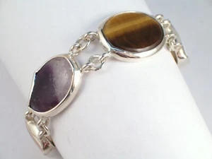 Pulsera de Plata 925 con Piedras Semipreciosas Naturales - Ágata Amatista - Imagen 1 de 8