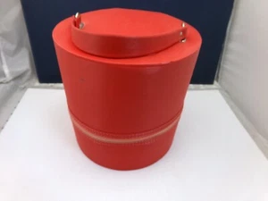 Vintage Wig Hat box Carry Case, Round, Red, Zipper - Picture 1 of 11