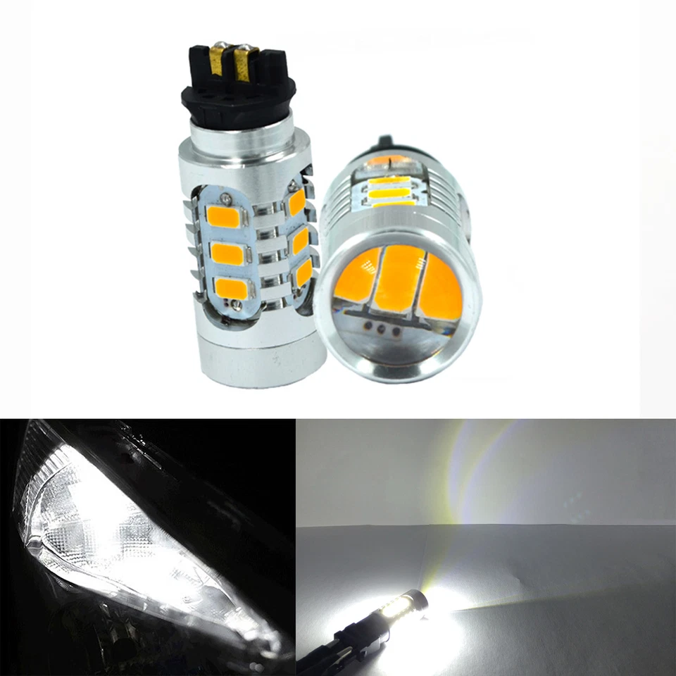 A1 2x PW24W PWY24W CANBUS LED Bulbs 5730 SMD Audi BMW VW DRL Daytime Light White - Image 1 of 4
