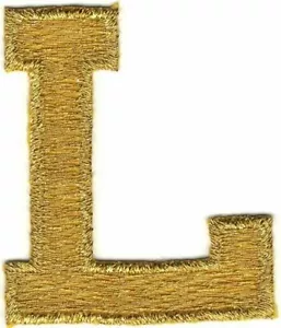 1 7/8" Bright Metallic Gold Monogram Block letter L Embroidery Patch - Picture 1 of 1