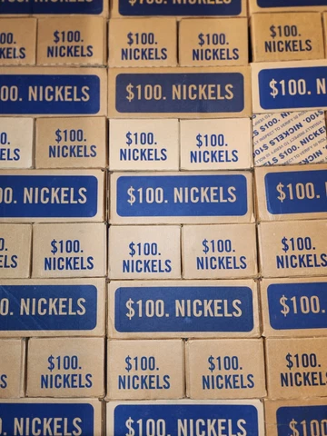 Box of Nickels ($100) 50 Rolls Circulated Coins 20+ Year Old Collection Pre 2017 Cover