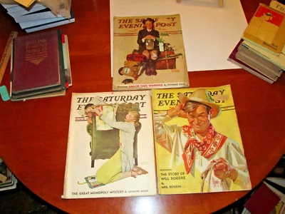 Vintage Saturday Evening Post 1940 Norman Rockwell Lot OF 3, VG, W ROGERS - Image 1 of 4