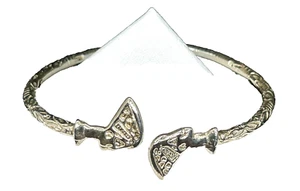 Solid Sterling Silver 925 Queen Nefertiti Bypass Bangle Bracelet Detail 21.4 gms - Picture 1 of 16