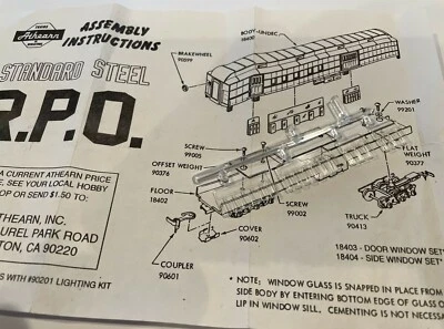 Juego de ventanas de puerta Athearn HO parte #18403 / ATH18403 para RPO estándar / peso pesado Foto 1 de 3
