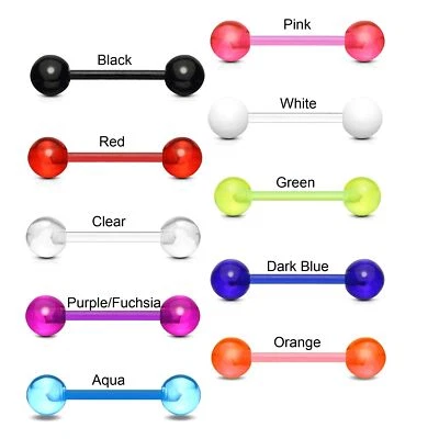 Metal Free Bio Flex Barbell * Non Allergy Tongue Bar Nipple Piercing * All Sizes - Image 1 of 2