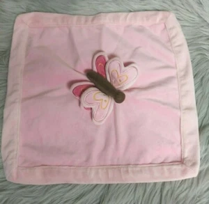 Amy Coe Pink Butterfly Baby Lovey Security Blanket Plush Size 14" x 14" - Picture 1 of 4
