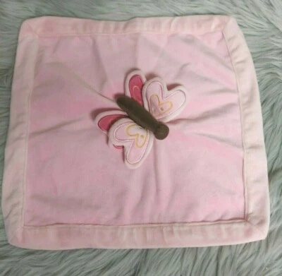 Amy Coe Pink Butterfly Baby Lovey Security Blanket Plush Size 14" x 14" - Image 1 of 4