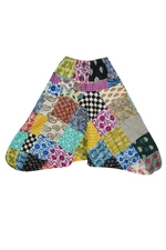 BOHO Unisex Harem Pant Cotton White Blue Floral Patchwork SUMMER Gypsy Pants S/M