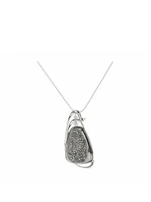 QVC Bold Freeform Drusy Quartz & White Topaz Accent Pendant. New necklace - Image 1 of 3