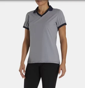 Camicia Footjoy donna elasticizzata Lisle fine su fine colletto aperto blu navy TAGLIA SMALL - Foto 1 di 3