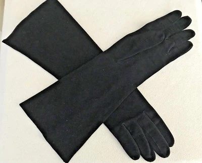 Guantes de gamuza sintética finos vintage NEGROS pulsera/abrigo hechos en FRANCIA talla 7 Foto 1 de 4