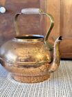 Vintage Tea Kettle Copper Plated Wood Handle Whistling Patina Decorative No Lid