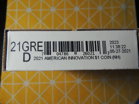 2021 D New Hampshire American Innovation $1 Dollars UNC 21GRE Sealed Roll of 25 Cover
