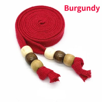 Cinta de cuerda de repuesto de cordón con cuentas de madera de algodón para pantalones con capucha Foto 1 de 4