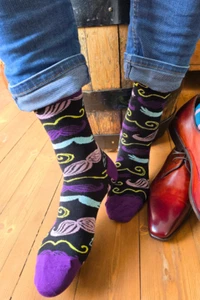 REGAN Cotton Socks with Mustache Pattern Fun and Comfortable Footwear - Picture 1 of 2