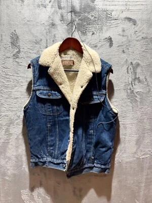 Chaleco de Colección Para Hombre Sears Roebucks Western Wear Azul Denim Jean Sherpa Forrado 38 S Foto 1 de 4