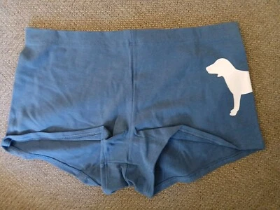 Braguita corta Victoria's Secret ROSA tiro bajo nueva con etiquetas, azul con logotipo de perro blanco, talla M Foto 1 de 4