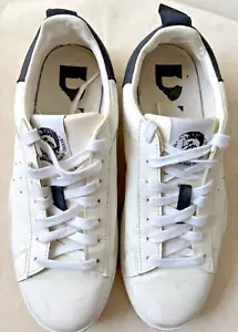 Diesel Mens sz 9.5 S-Clever Low Top Sneakers White Black Leather Lace Up GUC - Picture 1 of 8