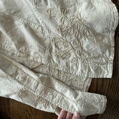 Peruvian Perfection Sz XS Womens Gold Button Front Cotton Embroidered Floral Top - Image 1 of 4