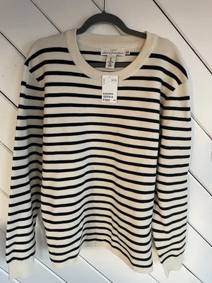 NUEVO CON ETIQUETAS H&M LOGG Etiqueta de Productos Graduados Suéter Manga Larga Crema Con Rayas Negras Foto 1 de 4