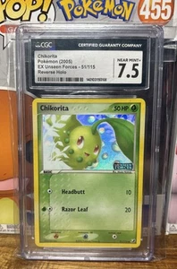 2005 Chikorita 51/115 EX Unseen Forces stamped Reverse Holo Pokémon CGC 7.5 NM - Picture 1 of 2
